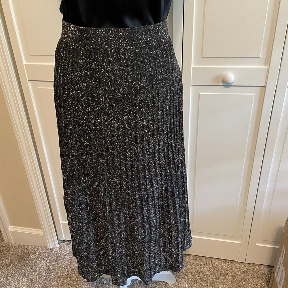 Soft Surroundings Black Sparkling Midi Skirt
